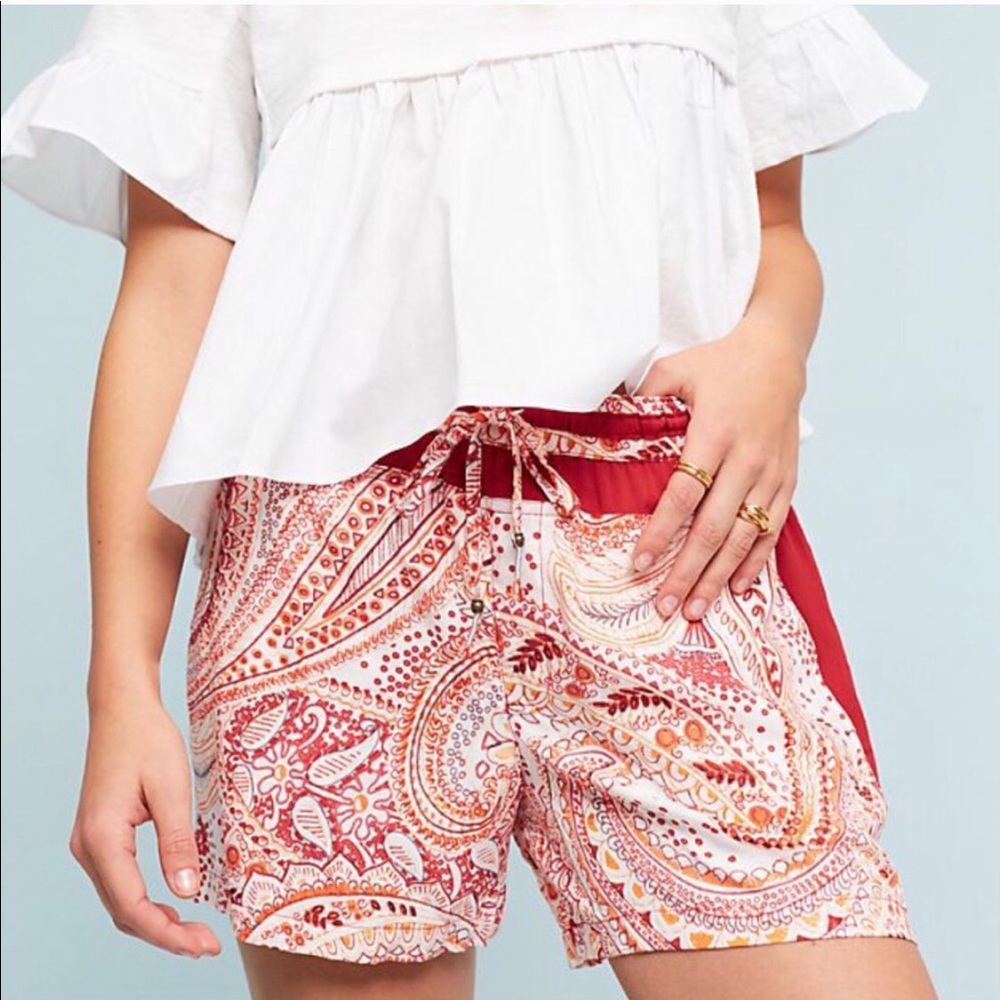 Anthropologie Hei Hei Red Rory Paisley Shorts Sz M